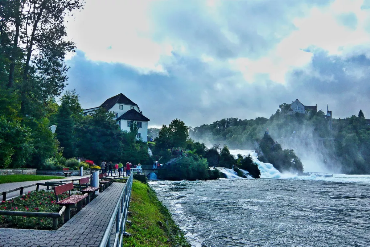 Rhine Falls promenade in Switzerland